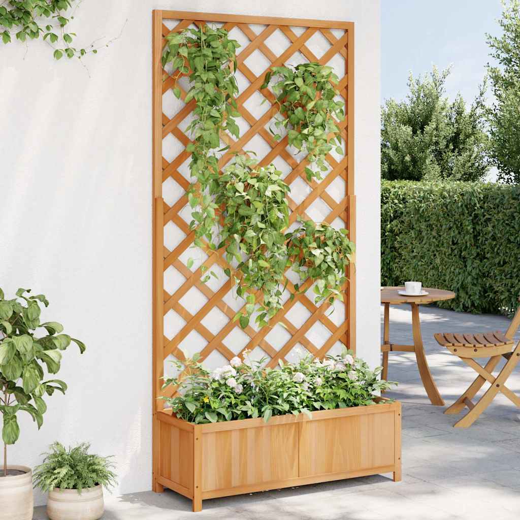 Pflanzkübel mit Spalier Braun 90x35x180 cm Massivholz Tanne