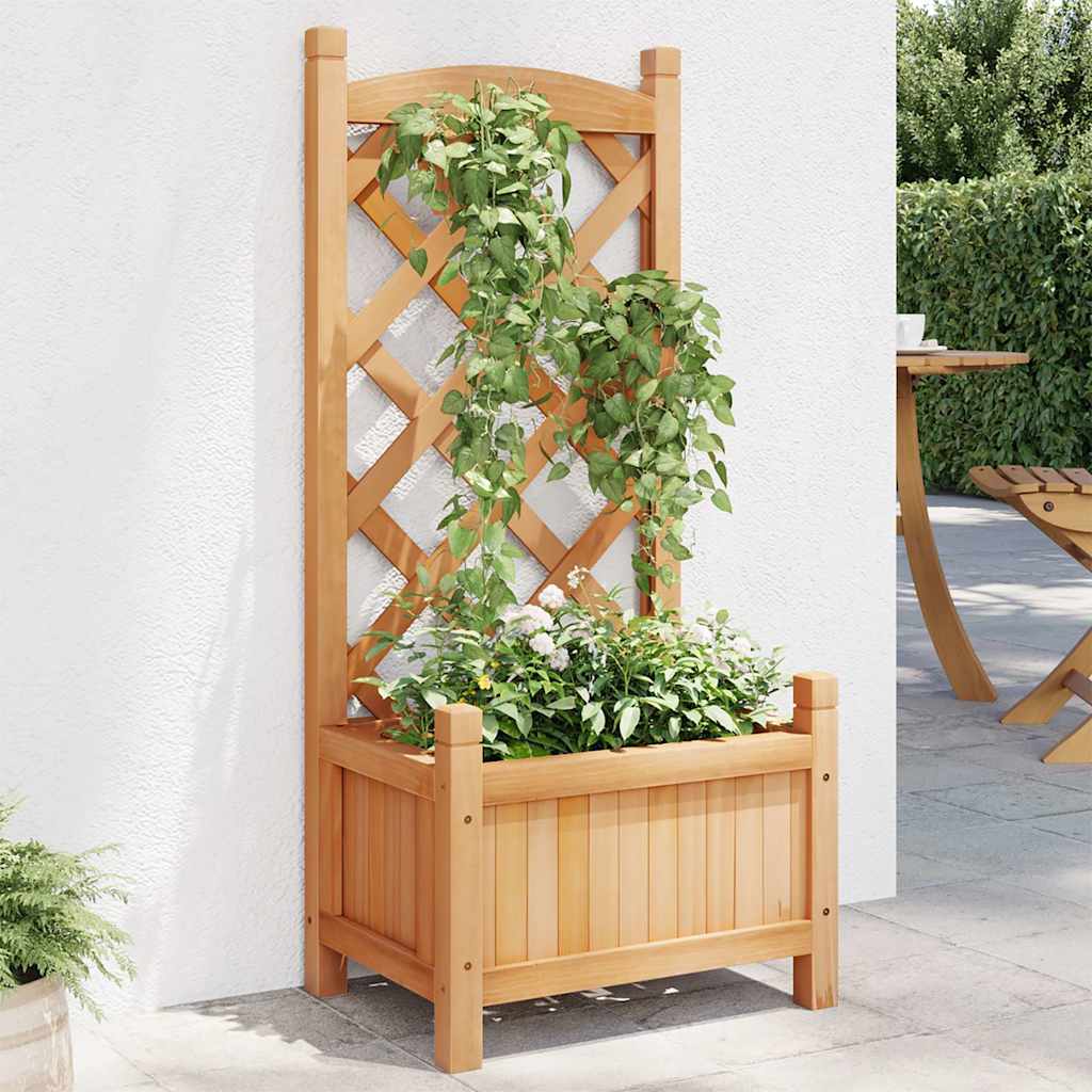 Pflanzkübel mit Spalier Braun 40x30x90 cm Massivholz Tanne