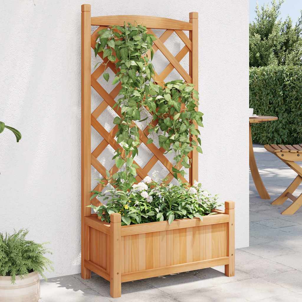 Pflanzkübel mit Spalier Braun 55x29,5x110 cm Massivholz Tanne