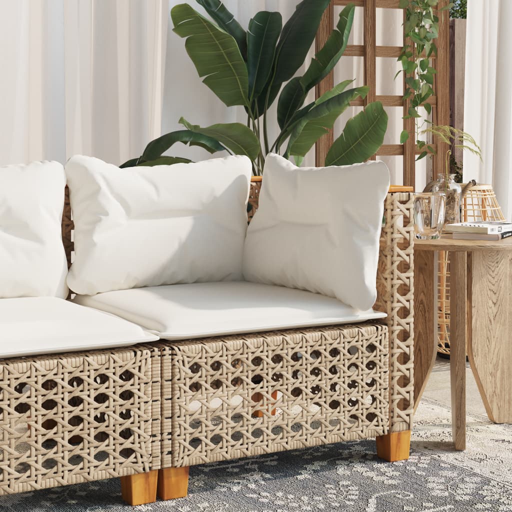 Garten-Ecksofa mit Kissen Beige Poly Rattan