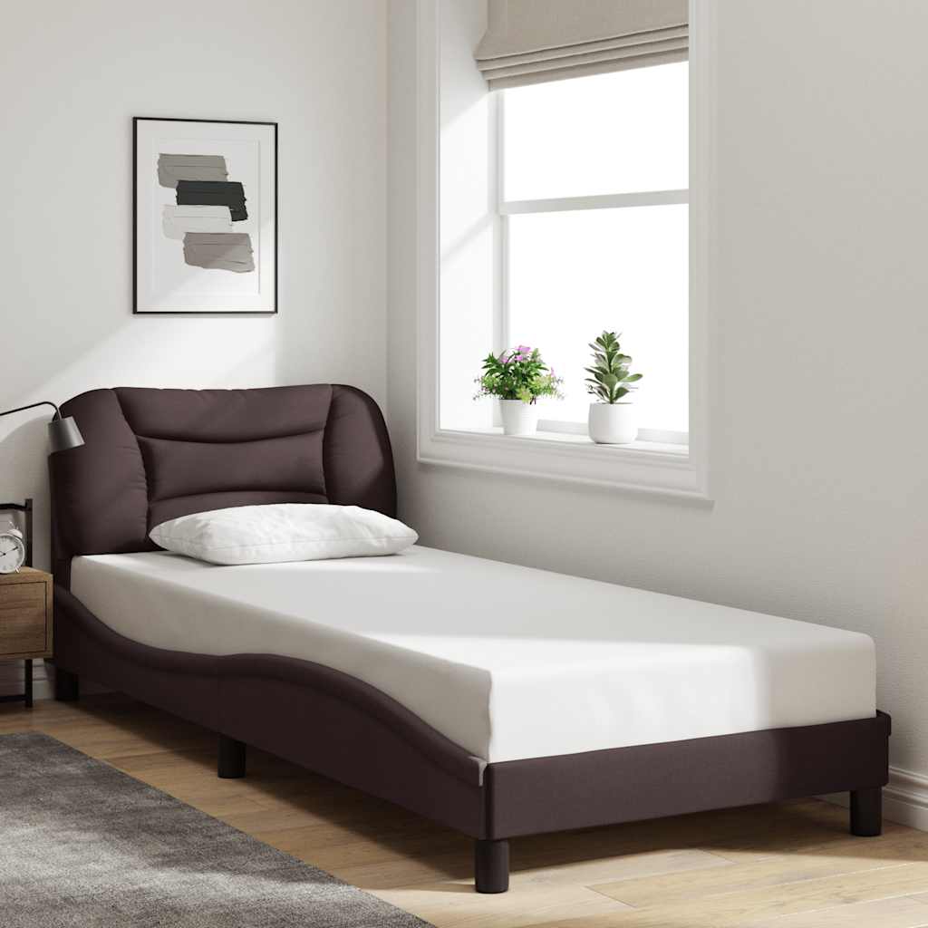 Bettgestell ohne Matratze "Hvar" Dunkelbraun 90x200 cm Stoff