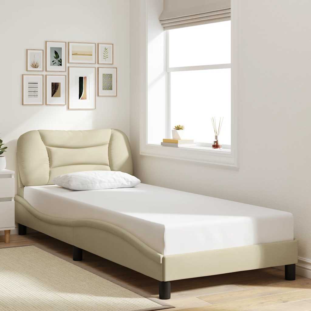 Bettgestell ohne Matratze "Hvar" Creme 90x200 cm Stoff