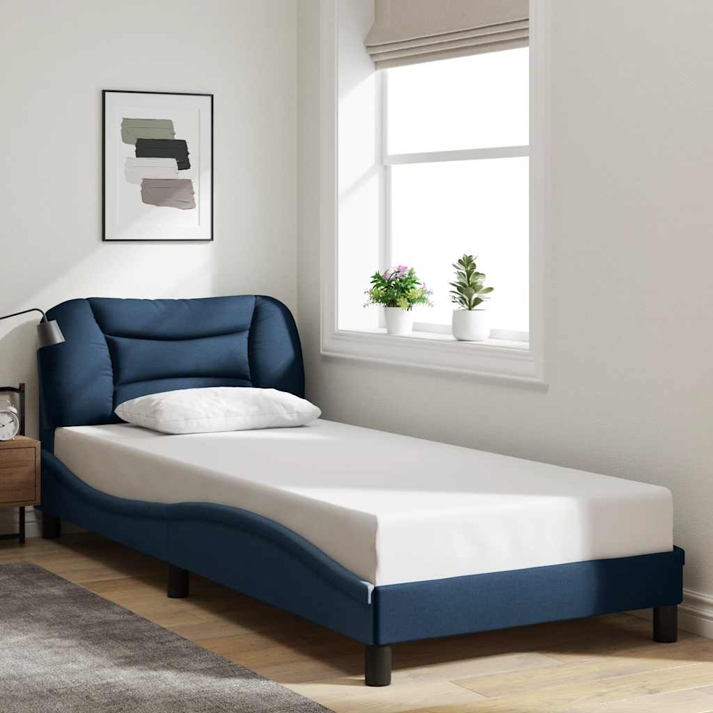 Bettgestell ohne Matratze "Hvar" Blau 90x200 cm Stoff