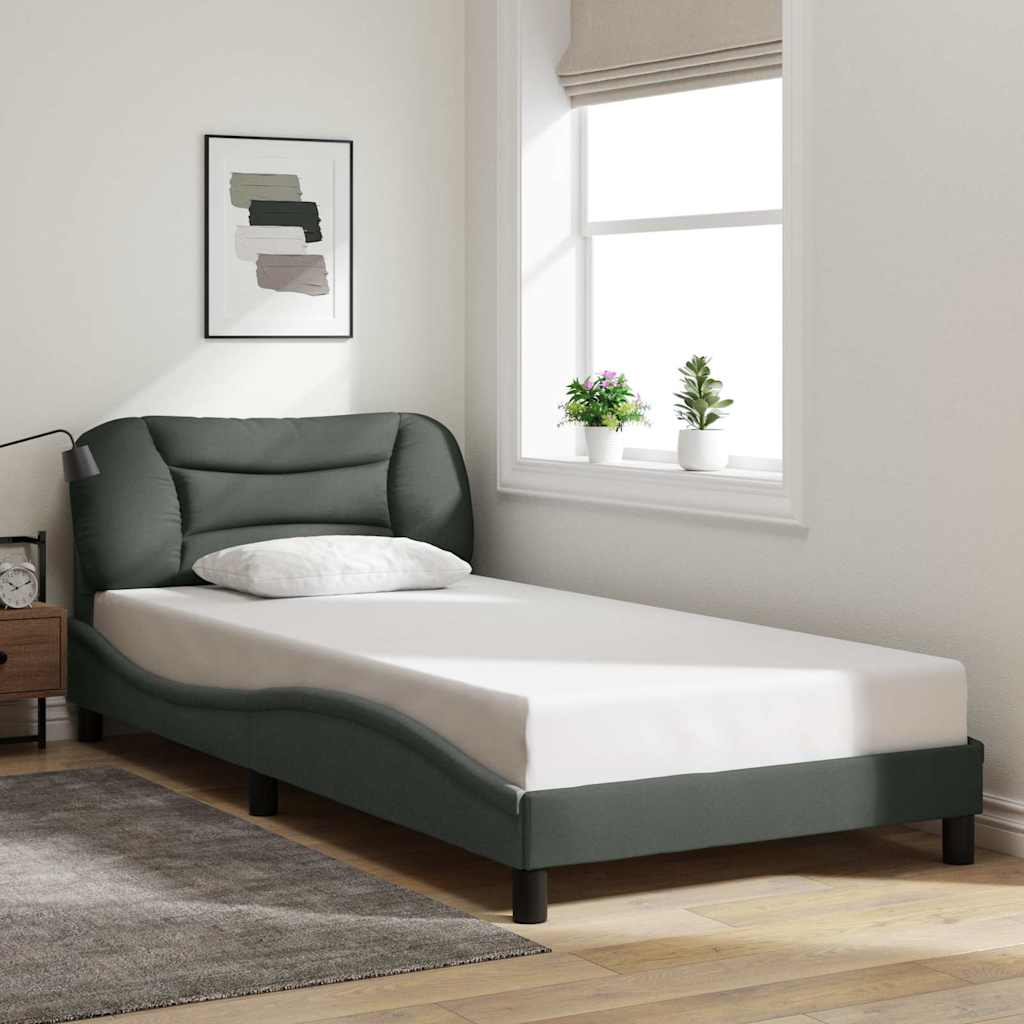 Bettgestell ohne Matratze "Hvar" Dunkelgrau 100x200 cm Stoff