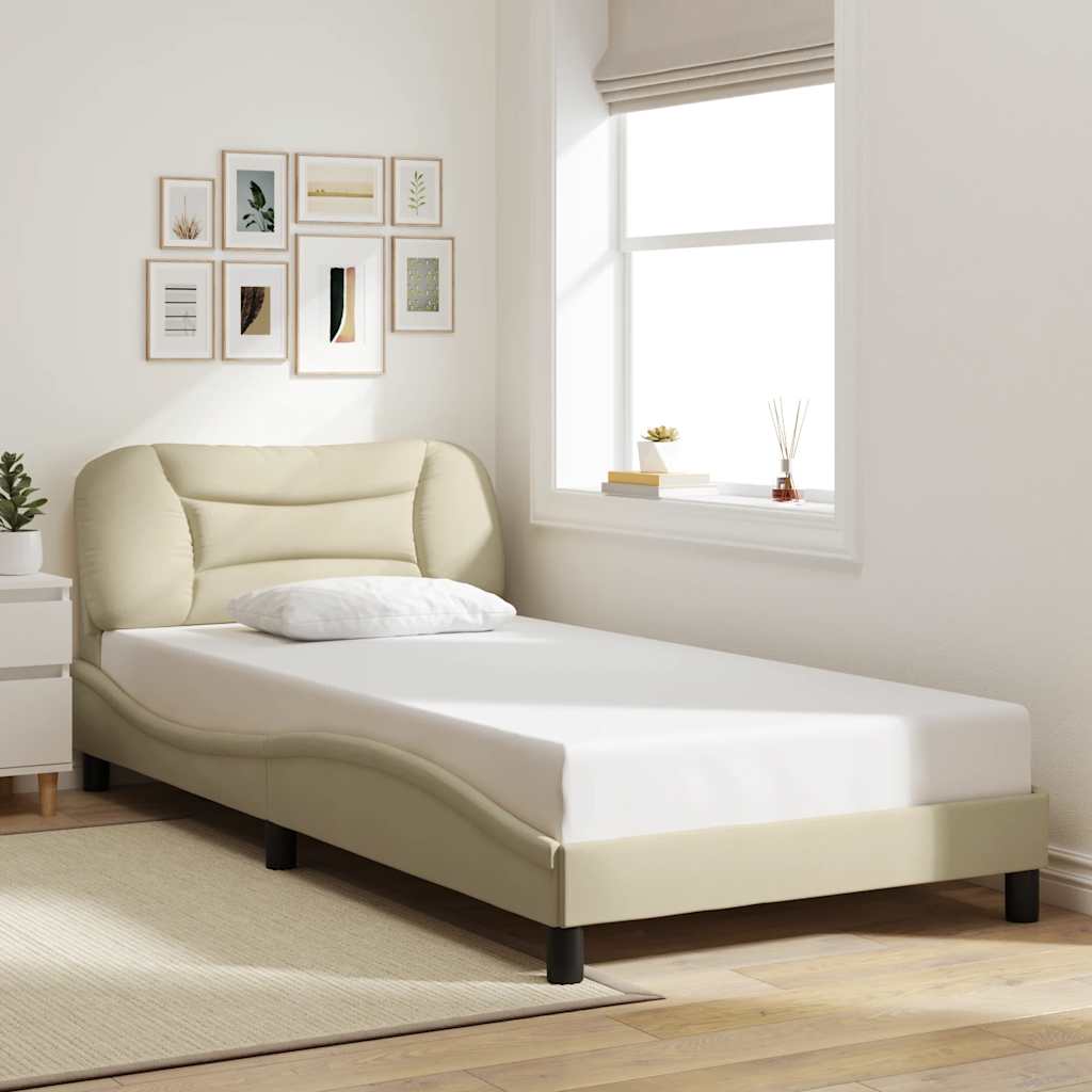 Bettgestell ohne Matratze "Hvar" Creme 100x200 cm Stoff