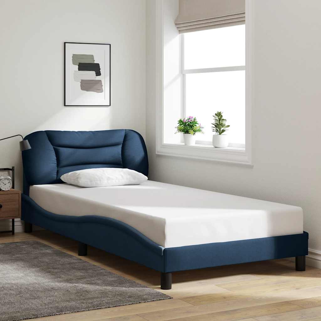 Bettgestell ohne Matratze "Hvar" Blau 100x200 cm Stoff
