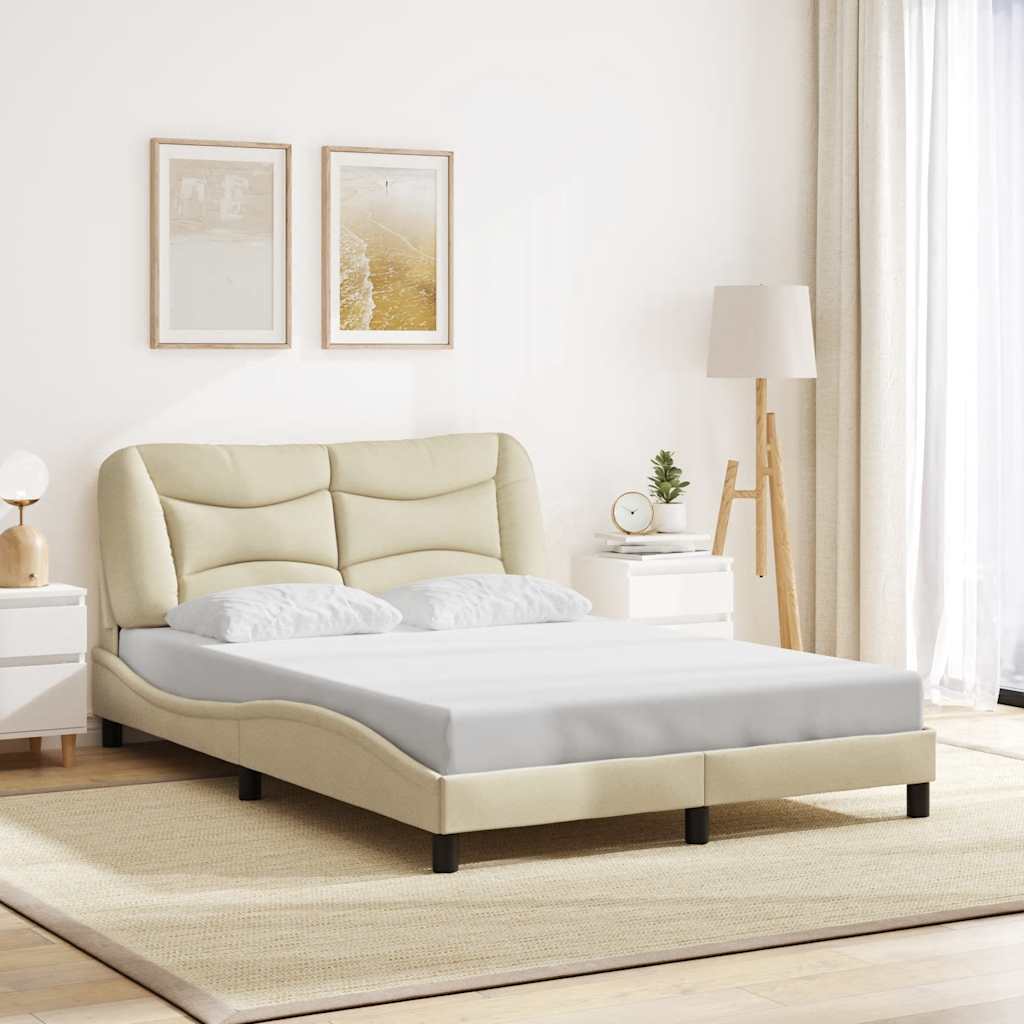 Bettgestell ohne Matratze "Hvar" Creme 140x190 cm Stoff