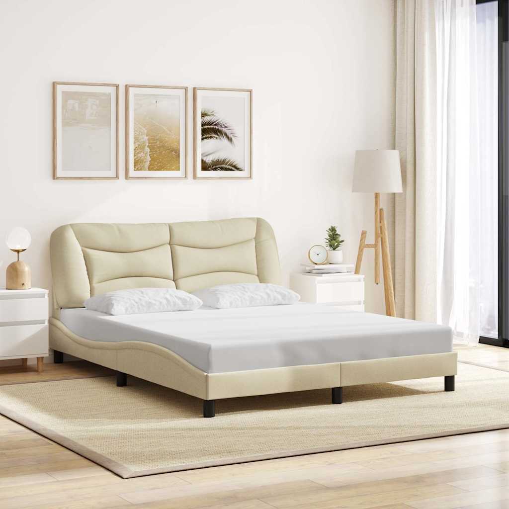 Bettgestell ohne Matratze "Hvar" Creme 160x200 cm Stoff