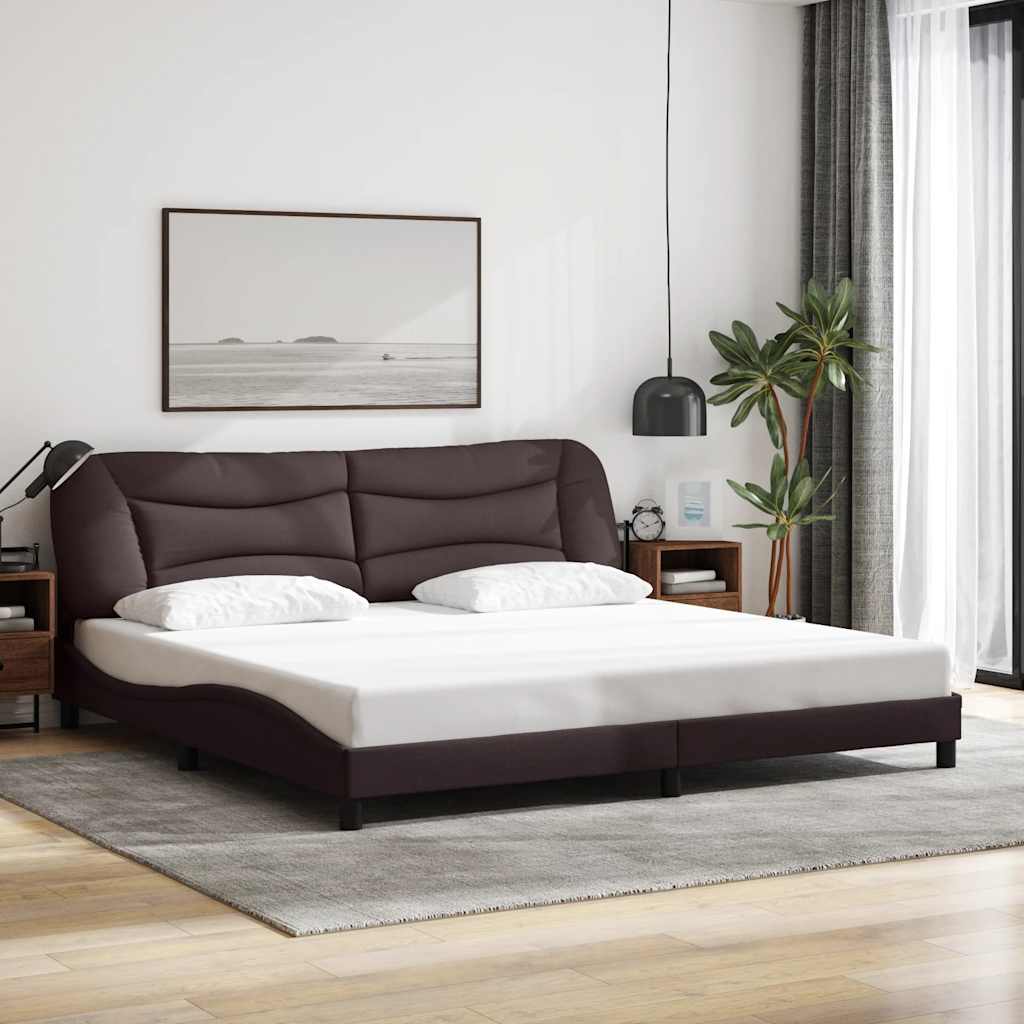 Bettgestell ohne Matratze "Hvar" Dunkelbraun 200x200 cm Stoff