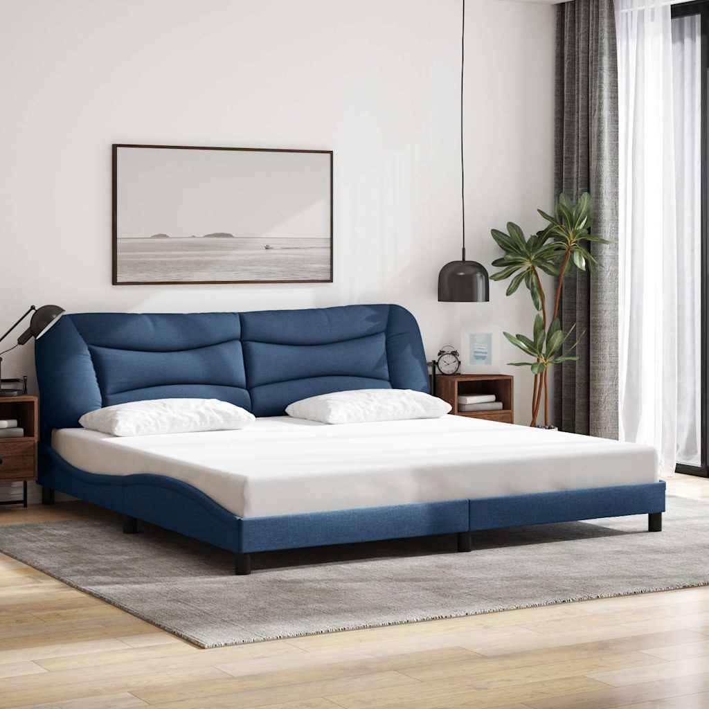 Bettgestell ohne Matratze "Hvar" Blau 200x200 cm Stoff