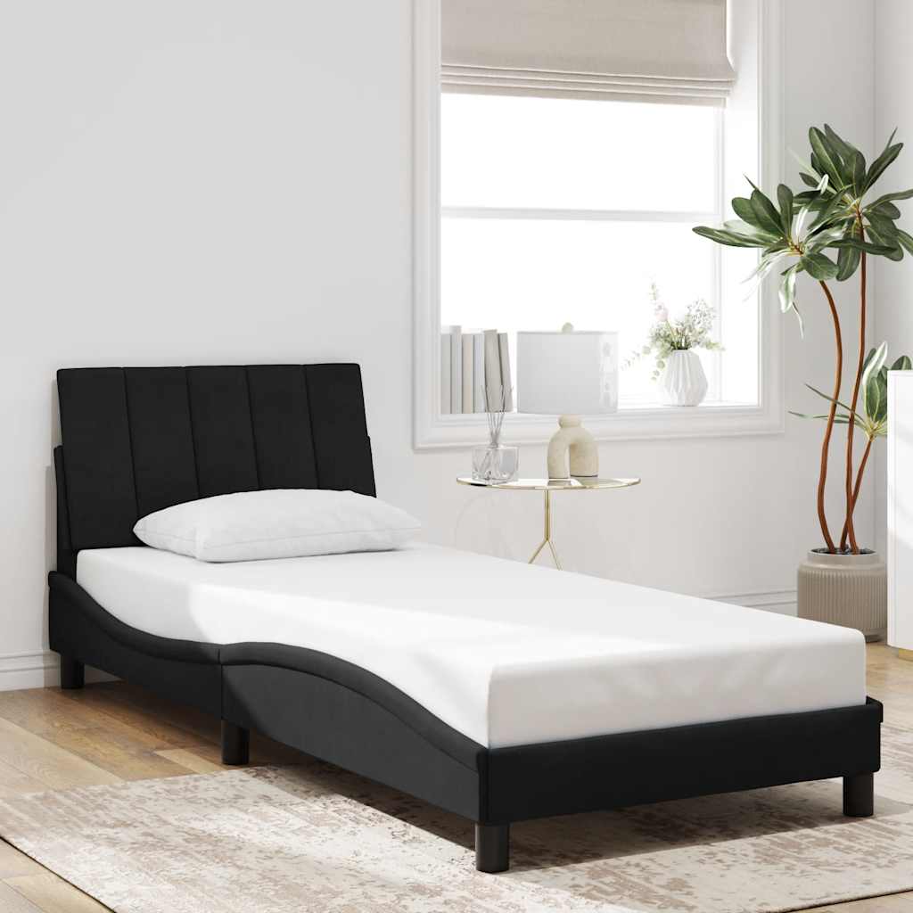 Bettgestell ohne Matratze "Hanko" Schwarz 80x200 cm Samt
