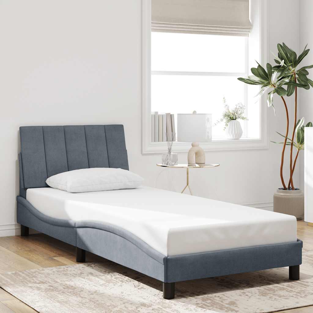 Bettgestell ohne Matratze "Hanko" Dunkelgrau 90x200 cm Samt