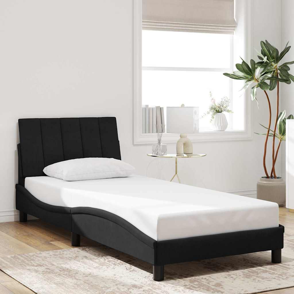 Bettgestell ohne Matratze "Hanko" Schwarz 90x200 cm Samt