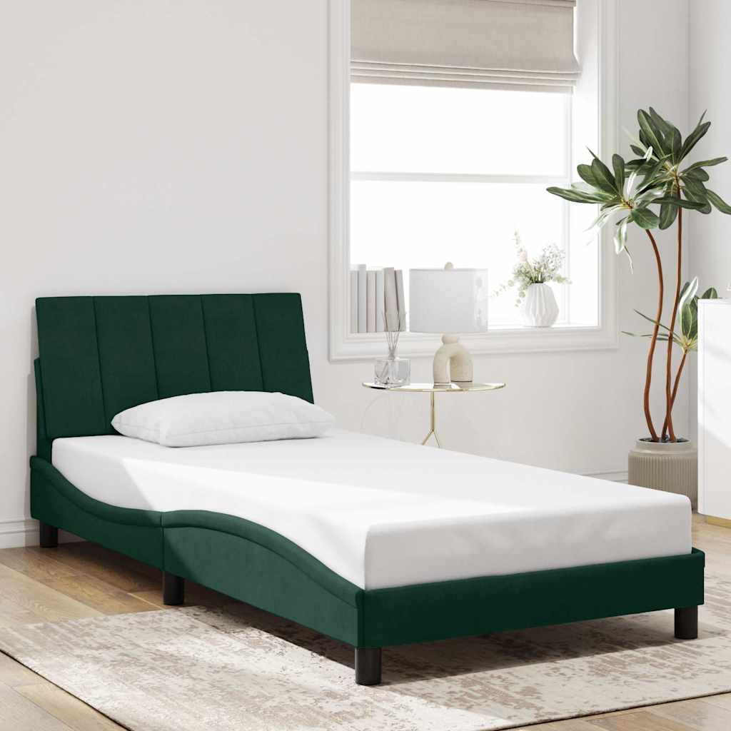 Bettgestell ohne Matratze "Hanko" Dunkelgrün 100x200 cm Samt