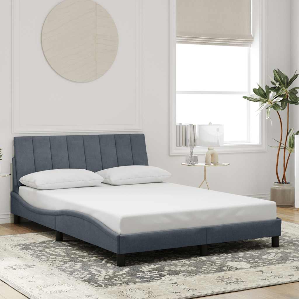 Bettgestell ohne Matratze "Hanko" Dunkelgrau 140x190 cm Samt