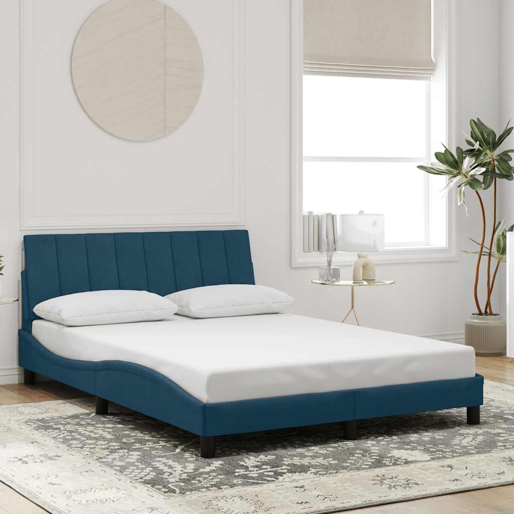 Bettgestell ohne Matratze "Hanko" Blau 140x190 cm Samt