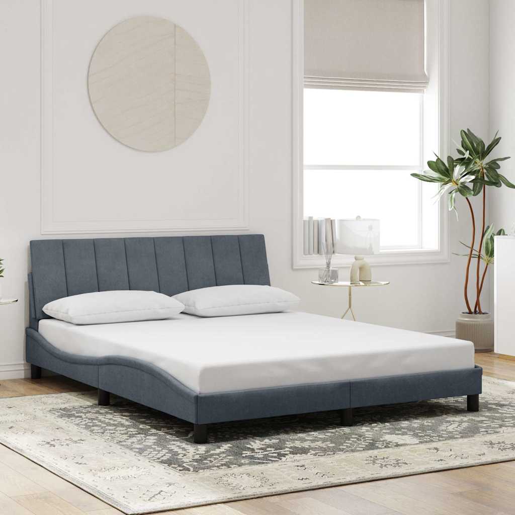 Bettgestell ohne Matratze "Hanko" Dunkelgrau 160x200 cm Samt