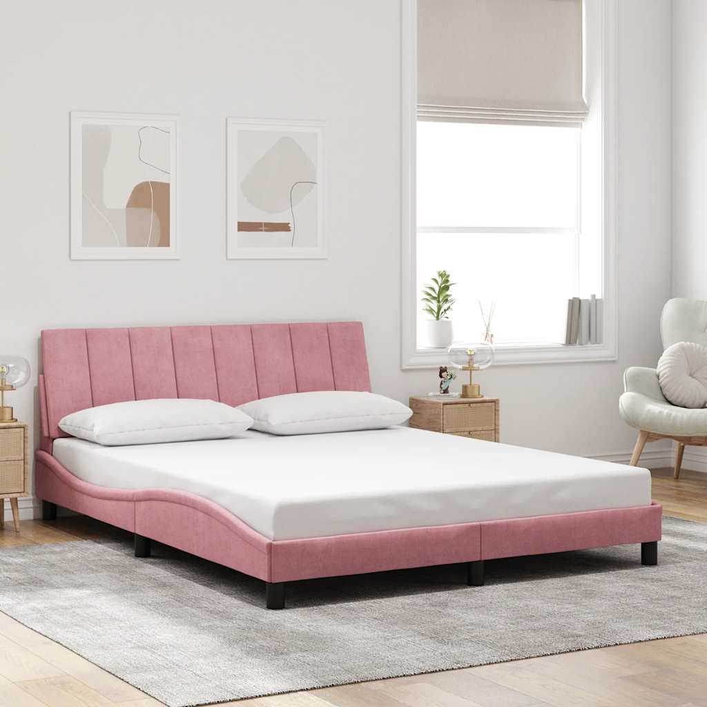 Bettgestell ohne Matratze "Hanko" Rosa 160x200 cm Samt