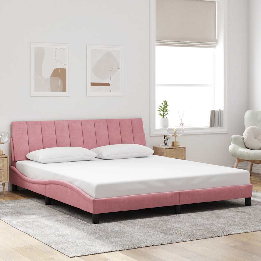 Bettgestell ohne Matratze "Hanko" Rosa 180x200 cm Samt