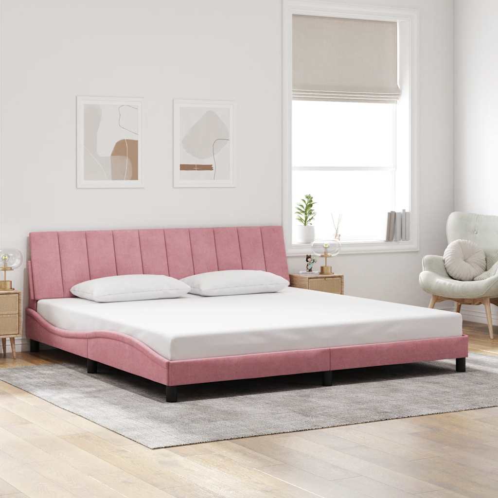 Bettgestell ohne Matratze "Hanko" Rosa 200x200 cm Samt