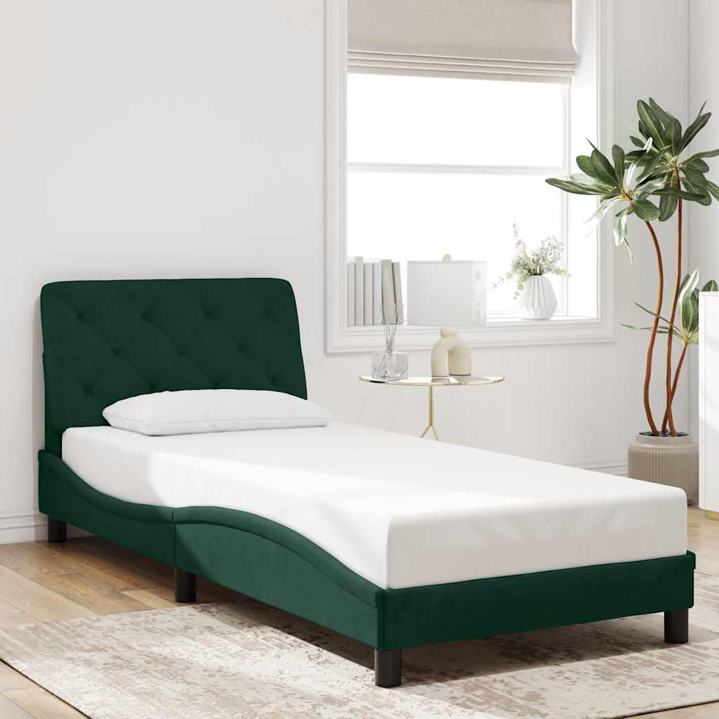 Bettgestell ohne Matratze Dunkelgrün 90x190 cm Samt