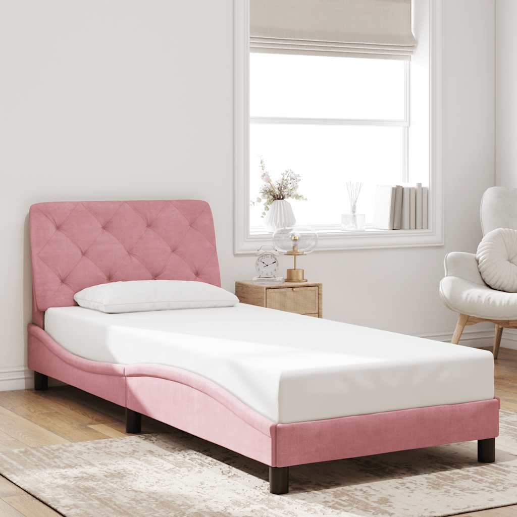 Bettgestell ohne Matratze Rosa 90x190 cm Samt