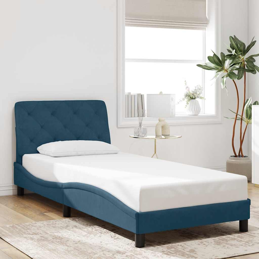 Bettgestell ohne Matratze Blau 90x200 cm Samt