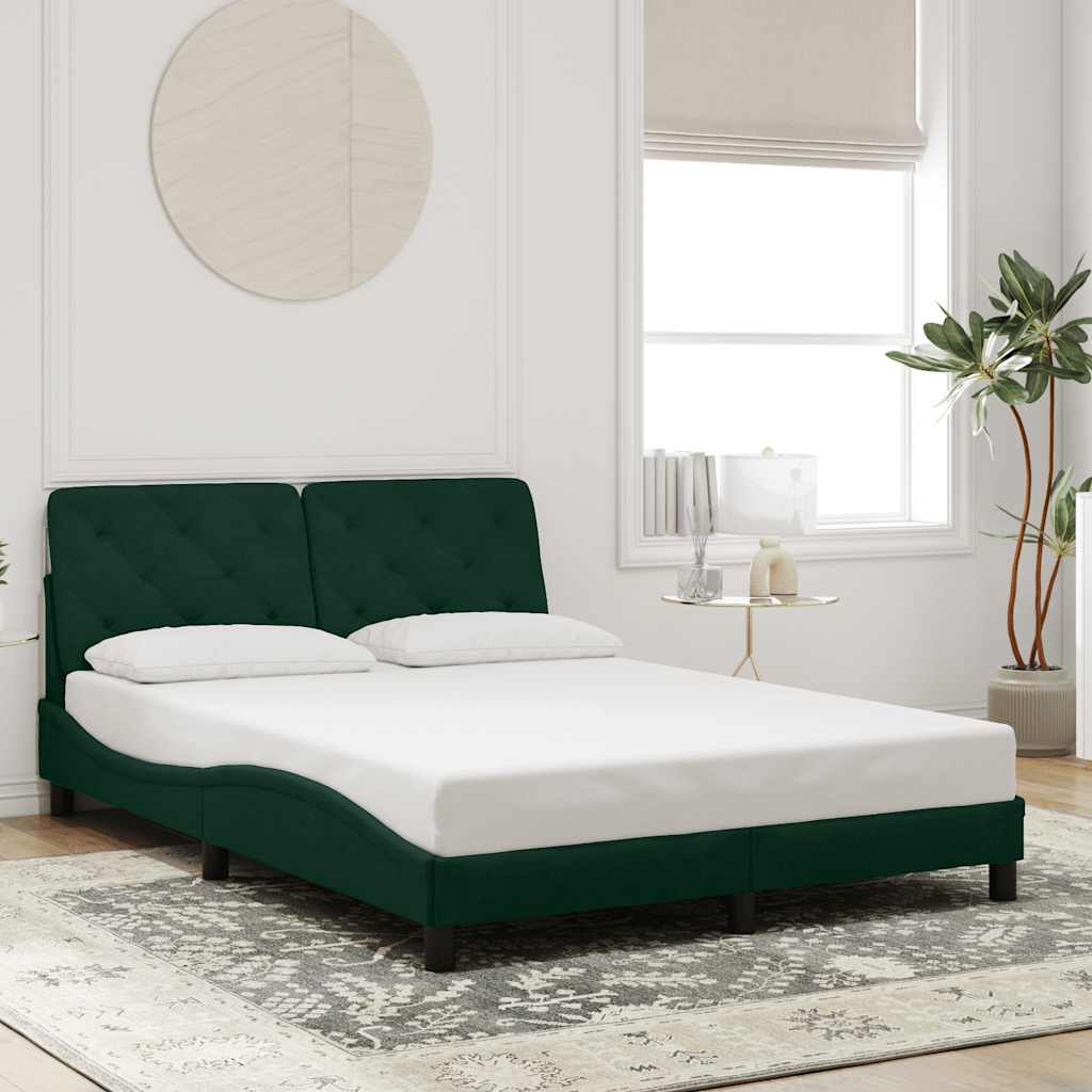 Bettgestell ohne Matratze Dunkelgrün 140x190 cm Samt