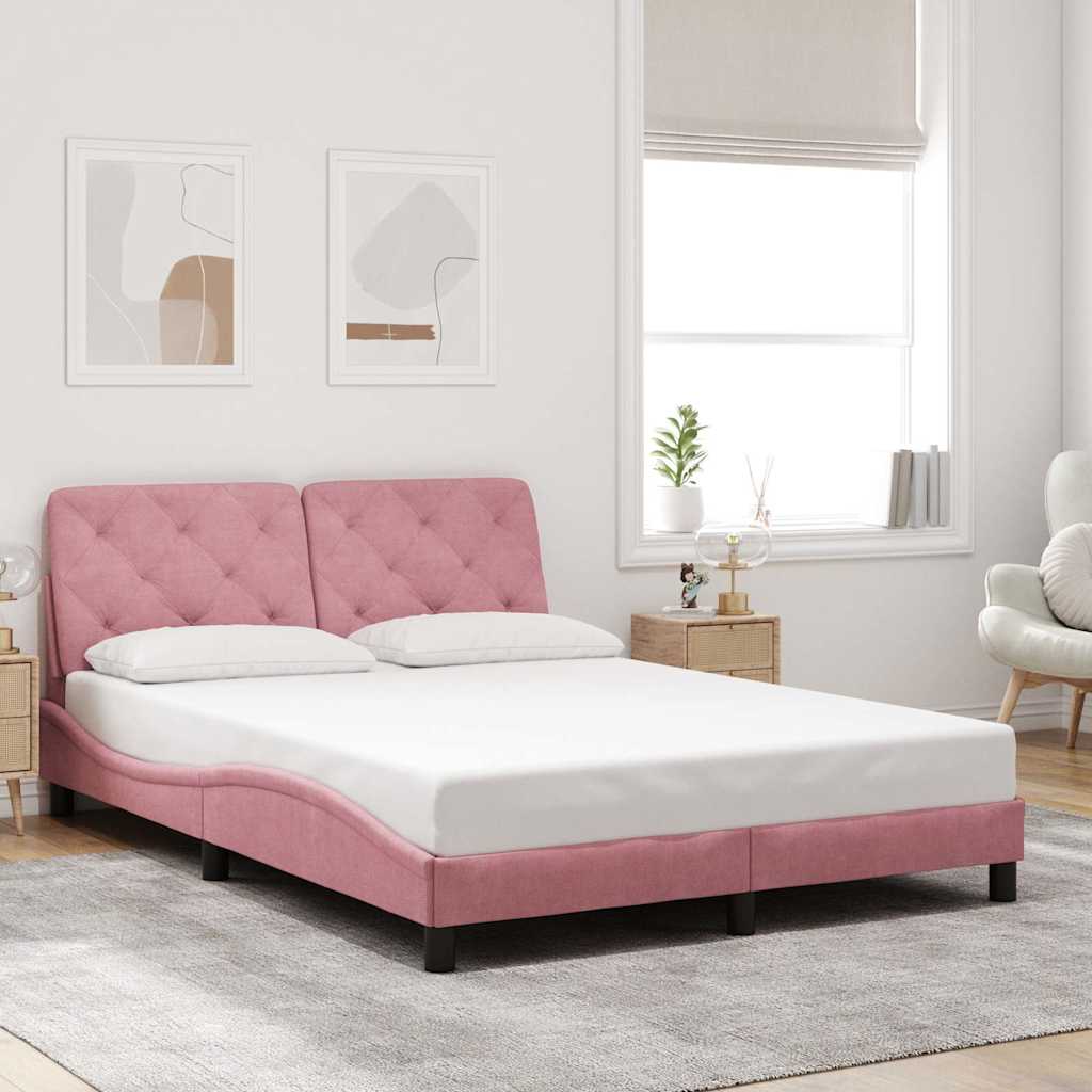 Bettgestell ohne Matratze Rosa 140x190 cm Samt