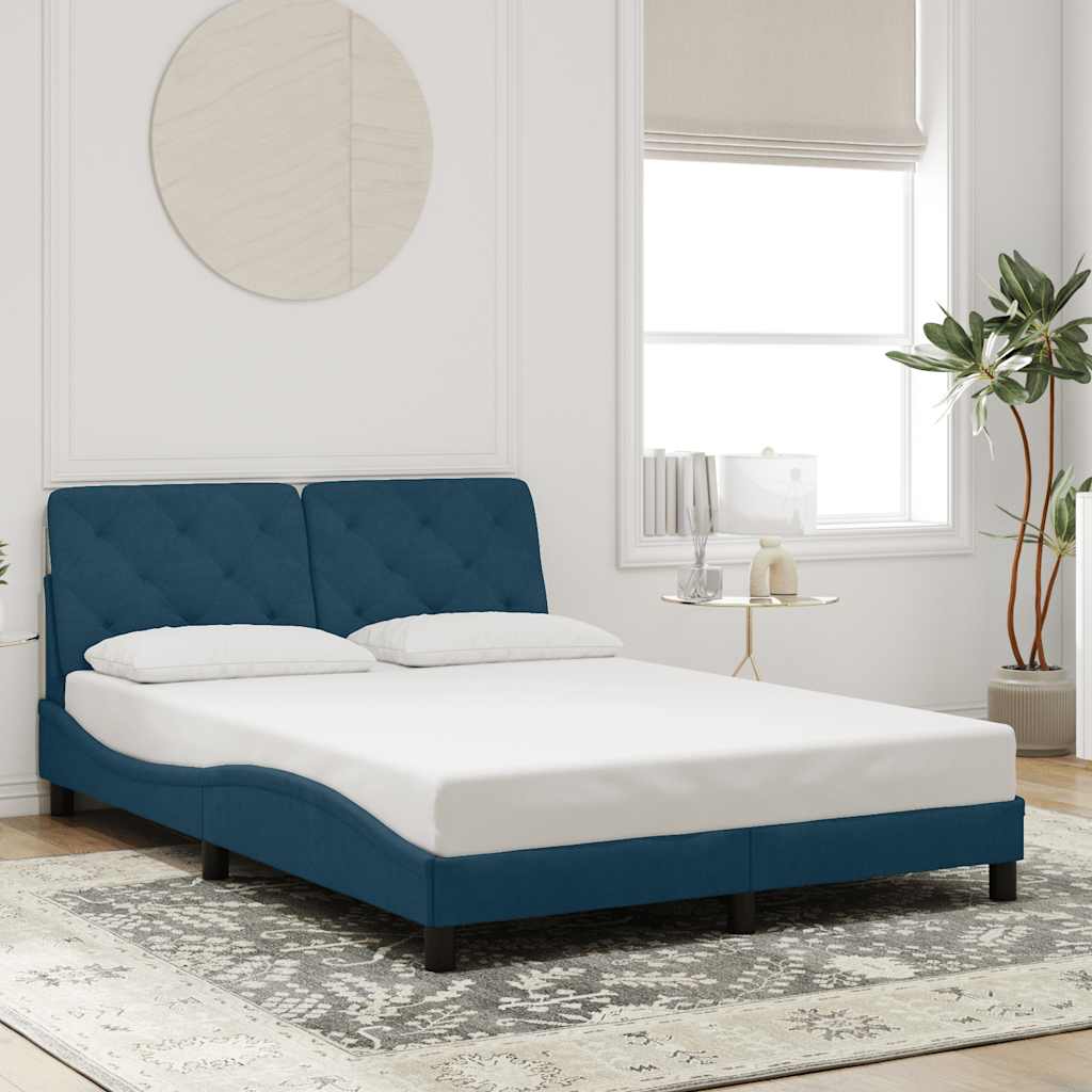 Bettgestell ohne Matratze Blau 140x200 cm Samt