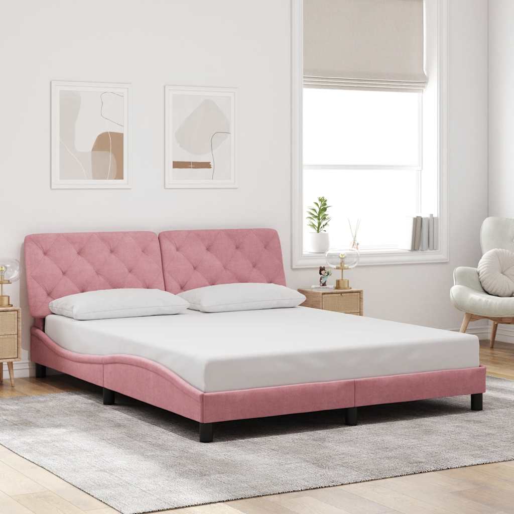 Bettgestell ohne Matratze Rosa 160x200 cm Samt