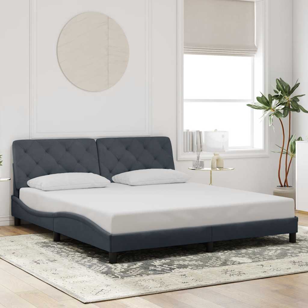Bettgestell ohne Matratze Dunkelgrau 180x200 cm Samt