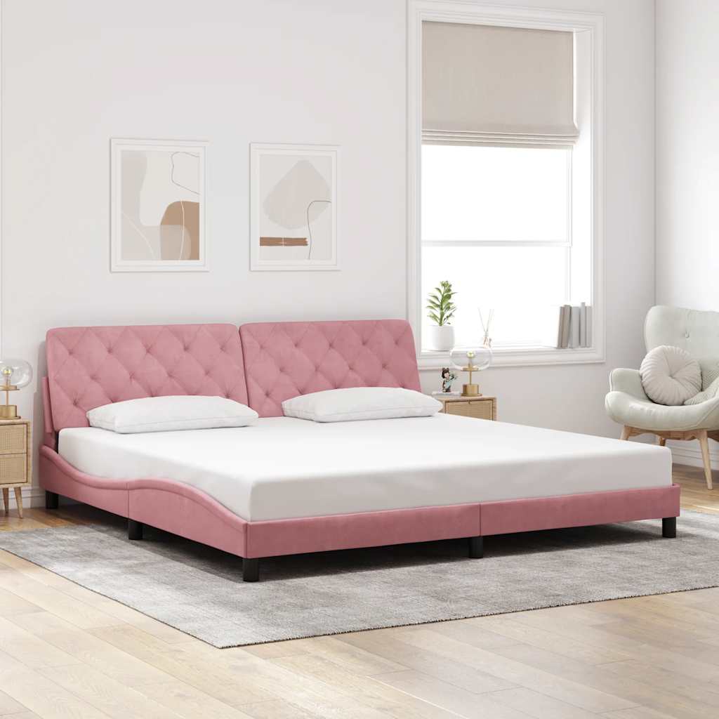Bettgestell ohne Matratze Rosa 200x200 cm Samt
