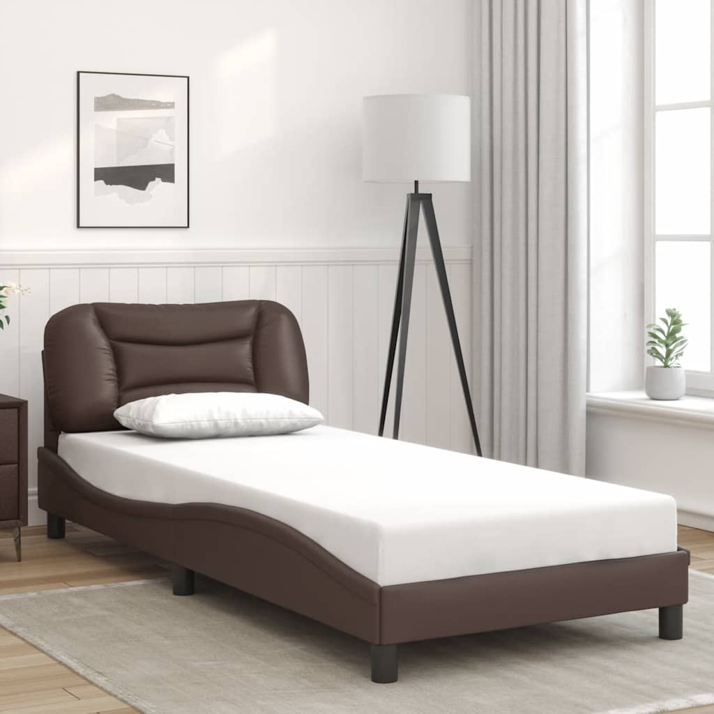 Bettgestell ohne Matratze "Hvar" Braun 80x200 cm Kunstleder
