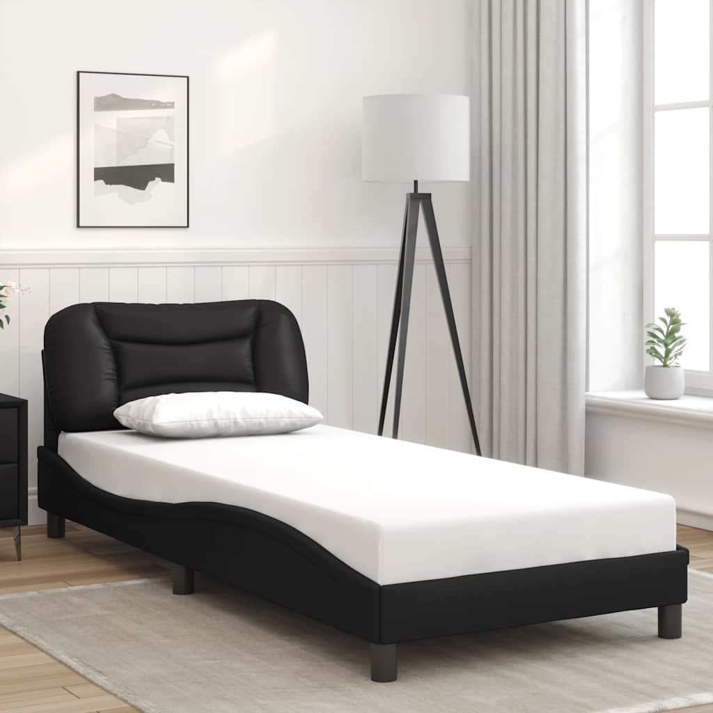Bettgestell ohne Matratze "Hvar" Schwarz 90x200 cm Kunstleder