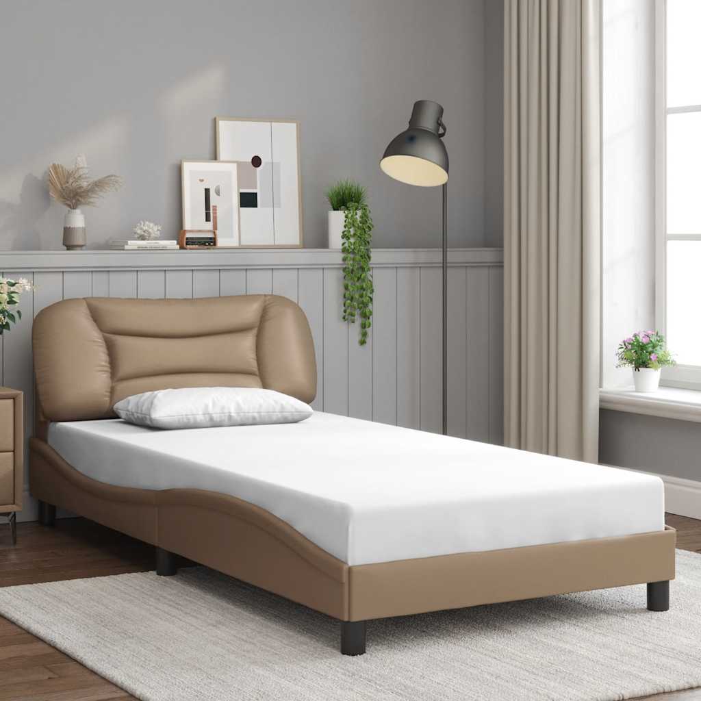 Bettgestell ohne Matratze "Hvar" Cappuccino-Braun 100x200 cm Kunstleder