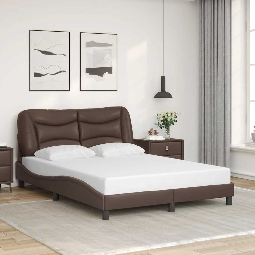 Bettgestell ohne Matratze "Hvar" Braun 140x190 cm Kunstleder