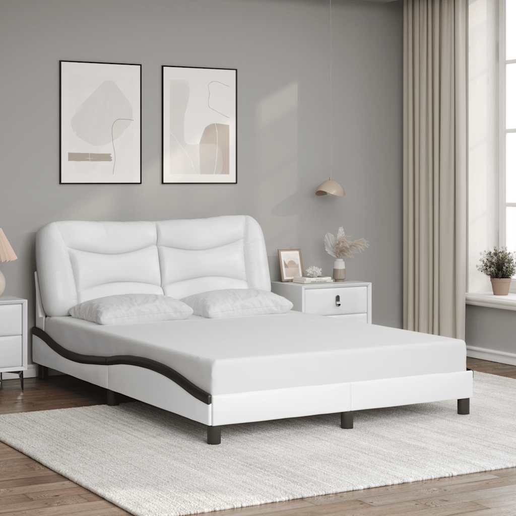 Bettgestell ohne Matratze "Hvar" Weiß und Schwarz 140x190 cm Kunstleder