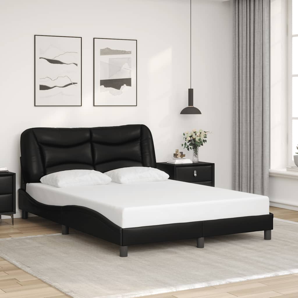 Bettgestell ohne Matratze "Hvar" Schwarz 140x200 cm Kunstleder