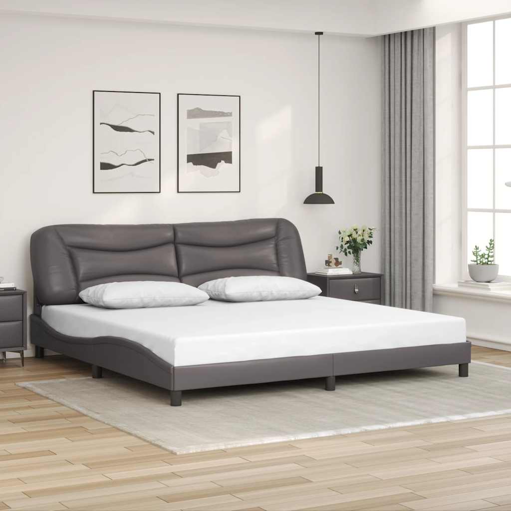 Bettgestell ohne Matratze "Hvar" Grau 200x200 cm Kunstleder
