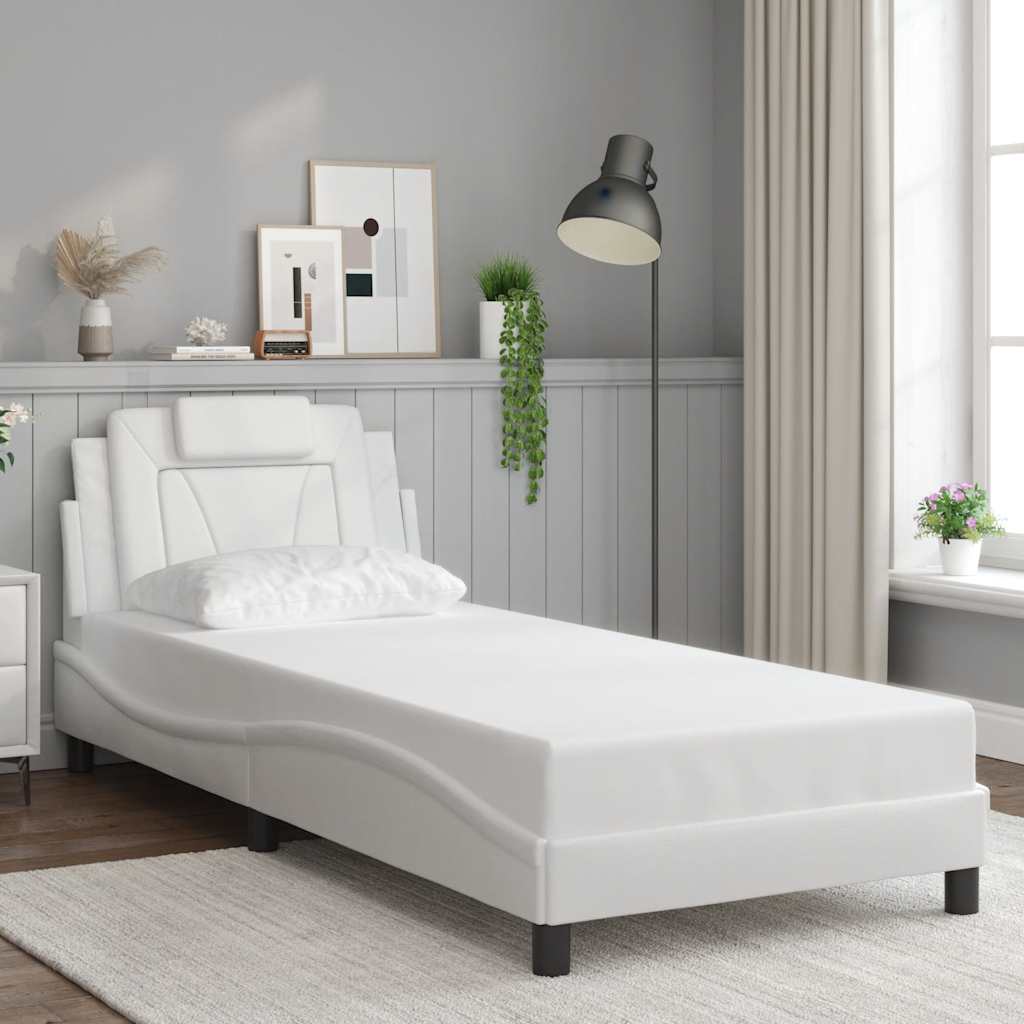 Bettgestell "Viana" ohne Matratze Weiß 80x200 cm Kunstleder