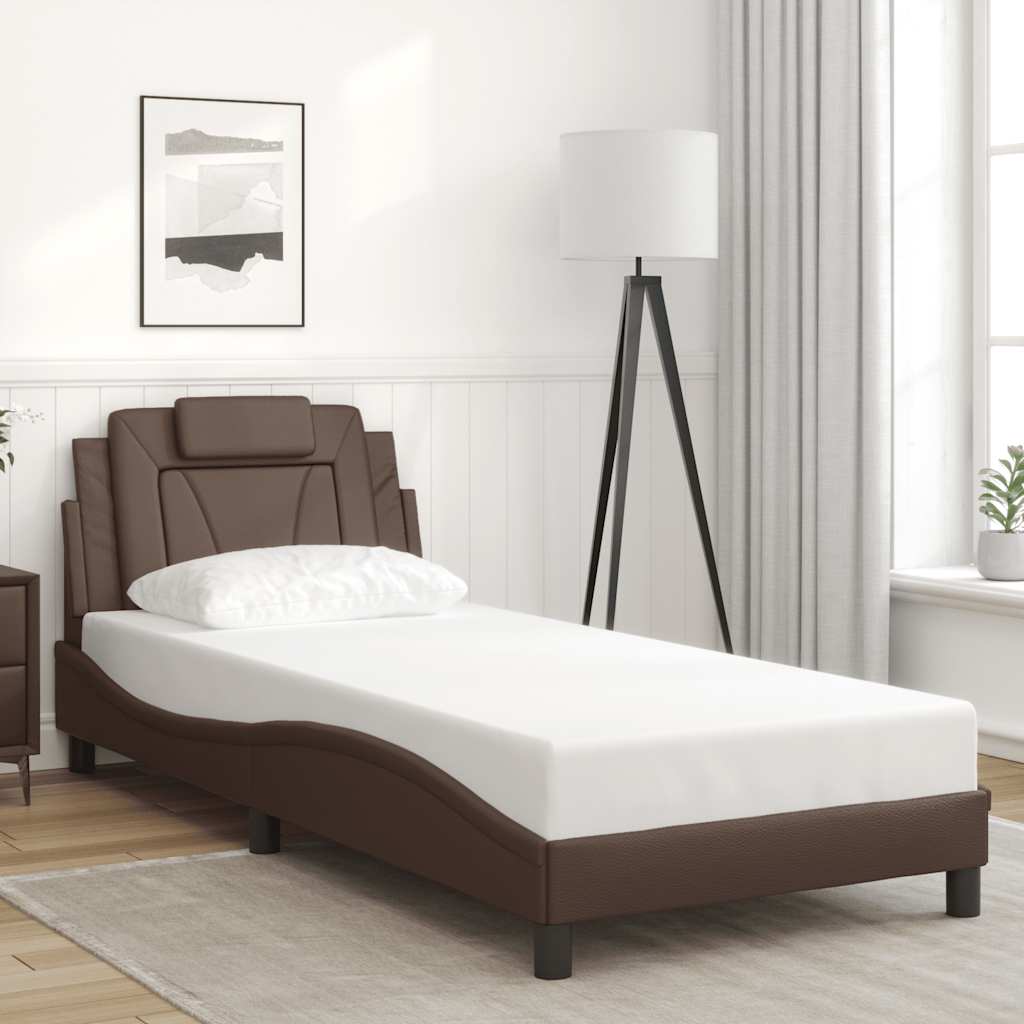 Bettgestell "Viana" ohne Matratze Braun 80x200 cm Kunstleder