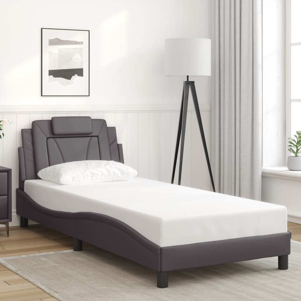 Bettgestell "Viana" ohne Matratze Grau 80x200 cm Kunstleder