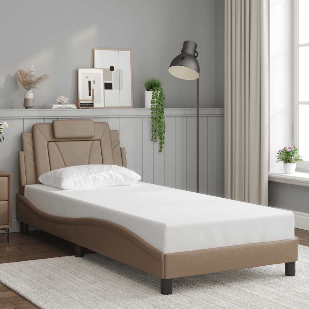 Bettgestell "Viana" ohne Matratze Cappuccino-Braun 80x200 cm Kunstleder