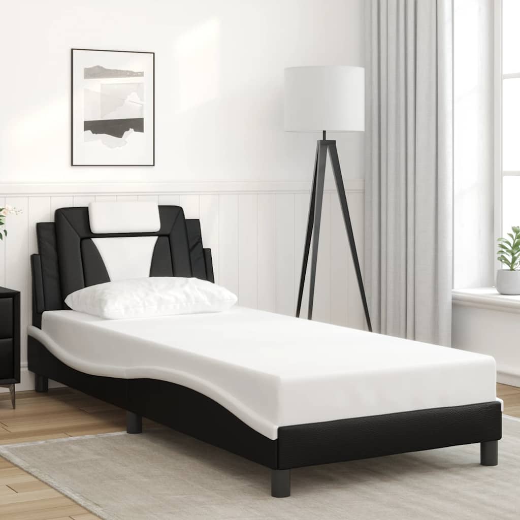 Bettgestell "Viana" ohne Matratze Schwarz und Weiß 80x200 cm Kunstleder