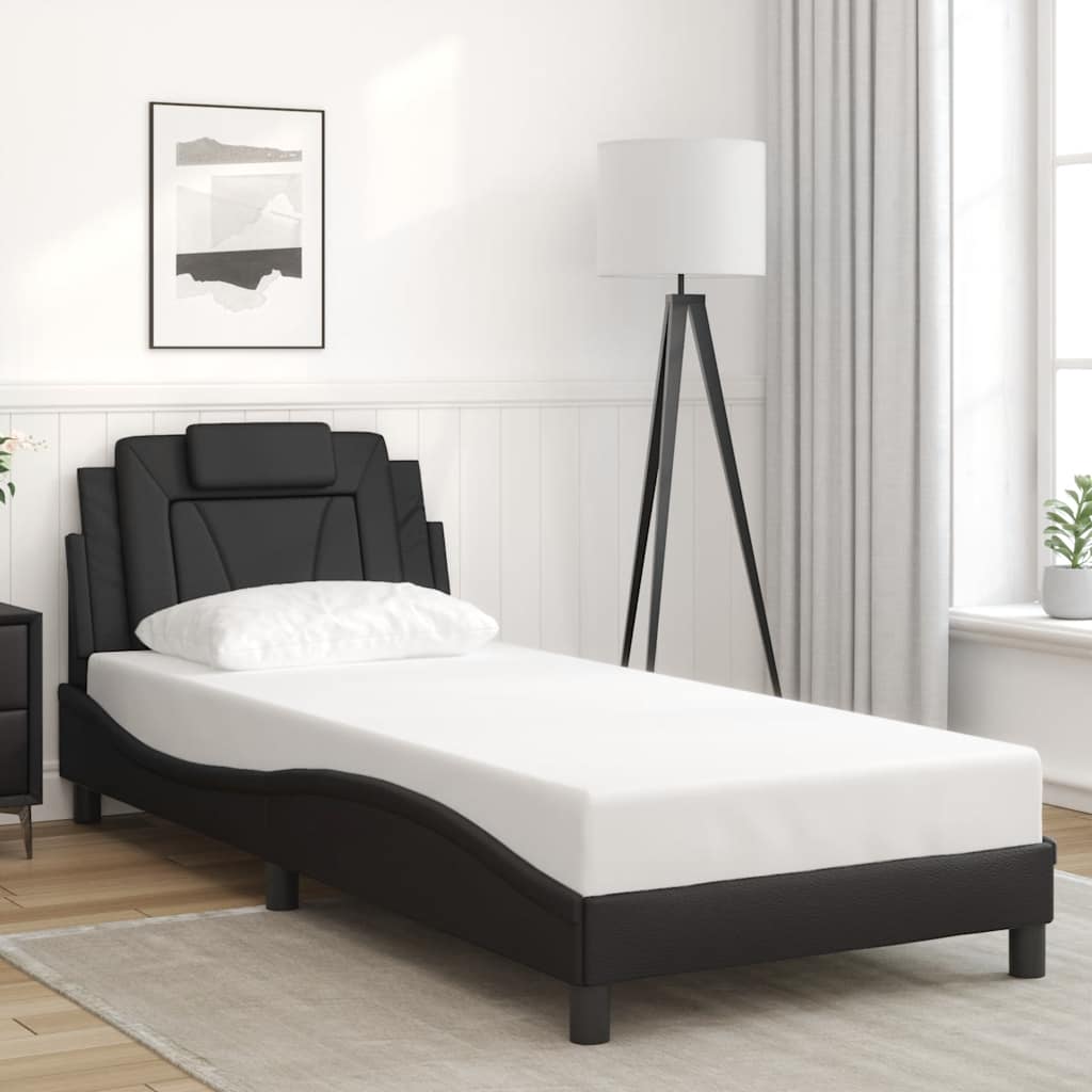 Bettgestell "Viana" ohne Matratze Schwarz 90x190 cm Kunstleder