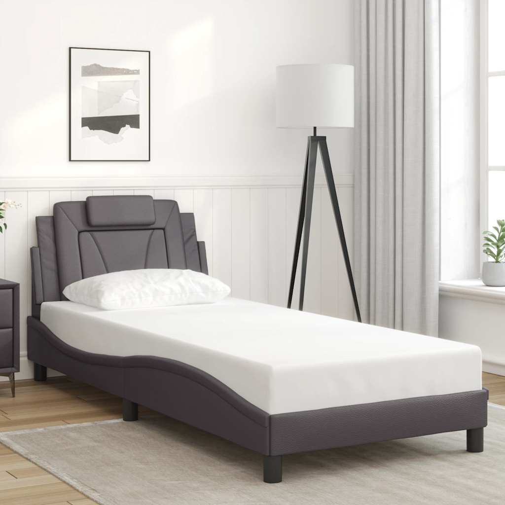 Bettgestell "Viana" ohne Matratze Grau 90x200 cm Kunstleder