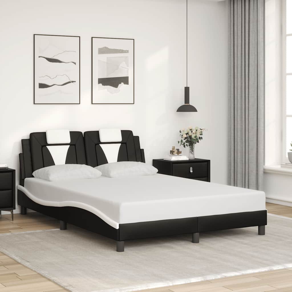 Bettgestell "Viana" ohne Matratze Schwarz und Weiß 120x200 cm Kunstleder