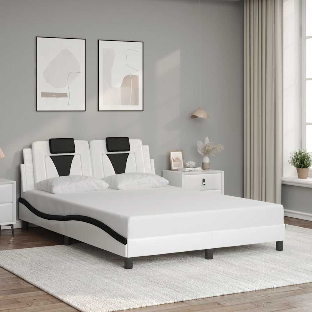 Bettgestell "Viana" ohne Matratze Weiß und Schwarz 120x200 cm Kunstleder