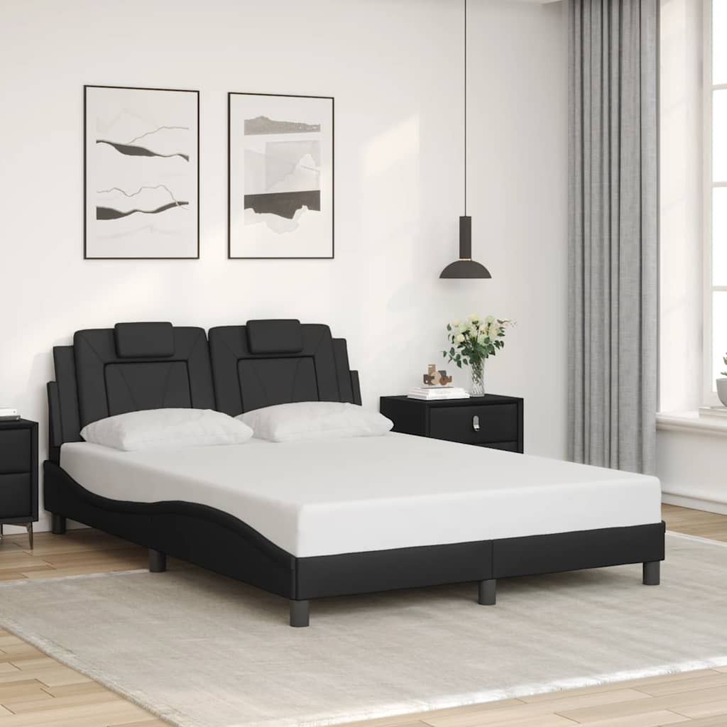 Bettgestell "Viana" ohne Matratze Schwarz 140x190 cm Kunstleder